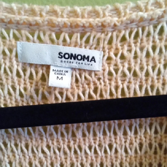 Womans M Sonoma Pink V-Neck Cable Knit Sweater - Picture 2 of 4